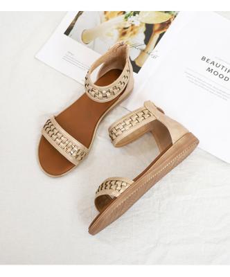 China New Style Summer Trend Fashion Ankle Strap Women's Open Toe Sandals Bohemian Back Zipper Sandals Flat Shoes for sale