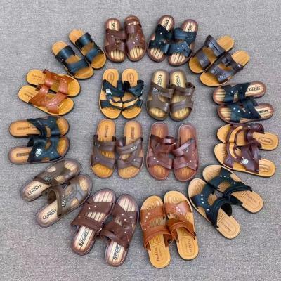 China Fashion Trend Summer Hot Sale Comfortable Men's Genuine Leather Beach Open EVA Sandals Stock Lot Shoes Toe Slipper for sale