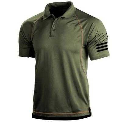 China American Flag Skin Fit Sports PoLo Neck Outdoor Tactical T-Shirt Mens Gym Muscle Bodybuilding Shorts Sleeve Casual Slim Anti-Wrinkle Men's PoLo Neck T-Shirt for sale