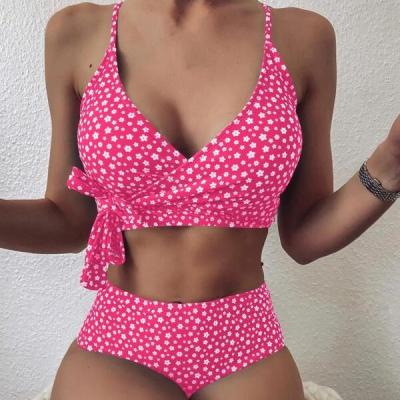 China Women Breathable Swimwear Tankinis Wrap Knot Floral Bikini Swimsuit for sale