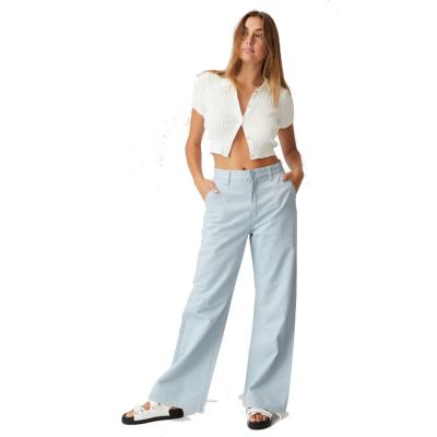 China High Waist Anti-Wrinkle Raw Edge Wide Bell Leg Women Casual Pants for sale