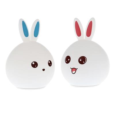 China Modern USB Charging LED Baby Bedside Silicone Lights Colorful Cartoon Rabbit Night Light for sale