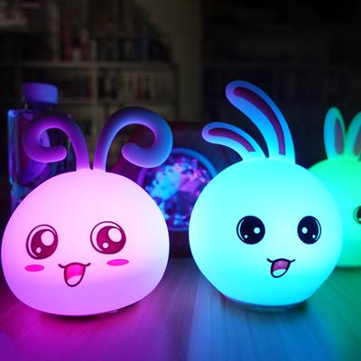 China Modern Cartoon Silicone Rabbit Night Light Color-changing LED Silicone Light for sale