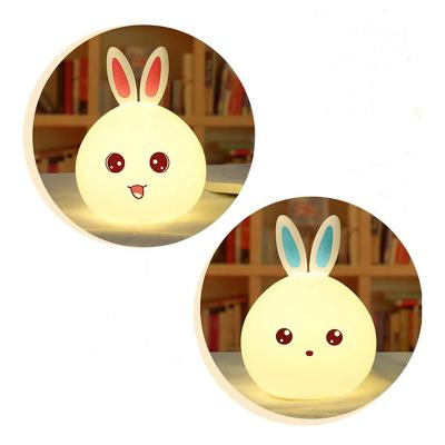 China Modern Cartoon LED USB Baby Bedside Induction Touch Silicone Lamp Cute Rabbit Light for sale