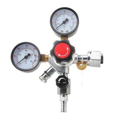 China Dual Gauge CO2 Pressure Beer Regulator Aluminum / Brass Pressure Regulator With Safety Valve for sale