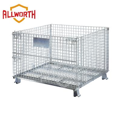 China Q235 800*600*640 Steel Warehouse Logistics Collapsible Wire Mesh Container for sale