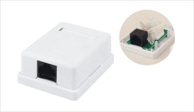 China Caja superficial blanca de la sola del puerto del ABS de la superficie del soporte caja material de los mercados RJ45 con PWB YH7015 en venta