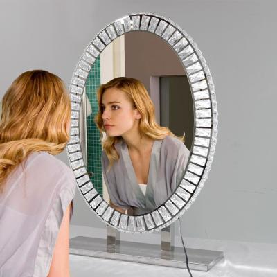 China LED Crystal Vanity Mirror Hollywood Luxury Smart Shiny Lighted Makeup Vanity Mirror For Vanity Cosmitic for sale