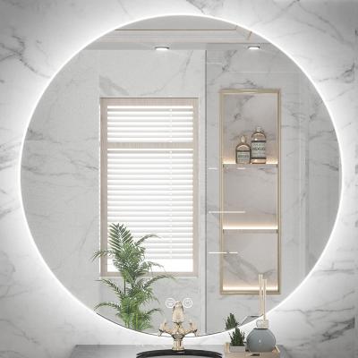 China Bright Frameless Round Backlit LED Lighted Decorative Bathroom Mirror Bath Wall Mirror for sale