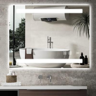 China Illuminated Dimmable 3 Color LED Lights Lighted Vanity Bathroom Mirror With Smart Touch Sensor for sale