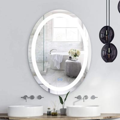 China Bright Frameless Oval Smart Backlit LED Lighted Decorative Bath Wall Mirror Bathroom Mirror for sale