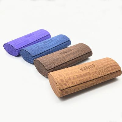 China Fashion And Cute Crocodile Texture Foldable Leather Sunglasses Packaging Hard Boxes Sunglasses Case for sale