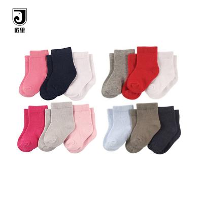 China JL-A596 Baby Solid Color Baby Socks 100% Cotton Viable Newborn Soft Organic Socks Infant Socks for sale