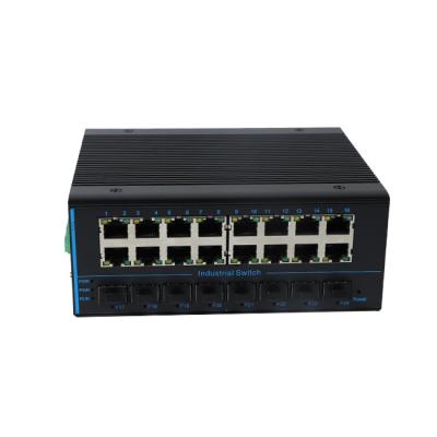 China LACP DC12V-52V 8*10/100/1000M Ports + 8 fiber port switch support IEEE802.3af/IEEE802.3at POE protocol switch for sale