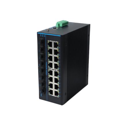 China LACP DC12V-52V 8*10/100/1000M Ports + 8 fiber port switch support IEEE802.3af/IEEE802.3at protocol switch for sale