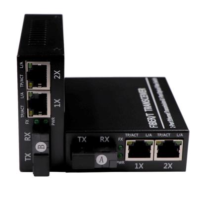 China 20KM FTTH Ethernet Electronic Equipment Fiber Optic Media Converter 2 Ethernet 1 Ports for sale