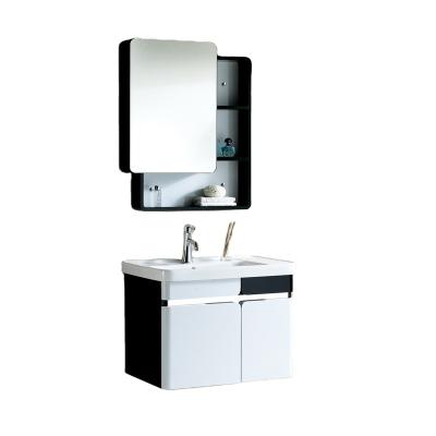 China Modern Modern Smart Hotel Residence Cabinet Mirror PVC Floor Stand Single PVC Bathroom Vanity for sale