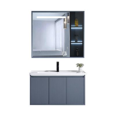 China High Quality Modern PVC Bathroom Vanity With LED Mirror PVC Bathroom Vanity Cabinets for sale