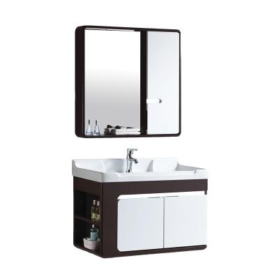 China Modern Waterproof Under Sink Bathroom 80cm PVC Under Wall Cabinet With Mirror for sale