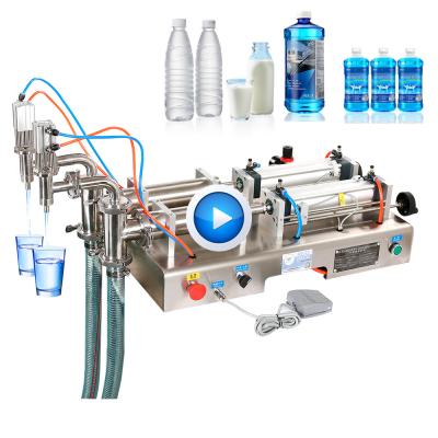 China Y2WTD 2 Beverage Squirters Honey Juice Oil Bottle Water Table Top Manual Piston Liquid Filling Machine for sale