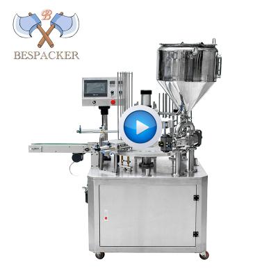 China Automatic Plastic CLOTHING Cup Sealing Machine Yogurt Mineral Water Cup Filling Machine and Sealing Machine for sale