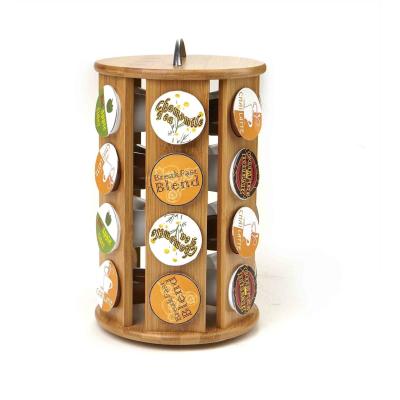 China Sustainable Wall Mounted Bamboo Coffee Pod Display Rack Countertop Nespresso Capsule Coffee Holder Organizer for sale