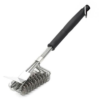 China Easily Cleaned 1 PC Stainless Steel Grill Cleaning Brush Non-Stick BBQ Accessories BBQ Tool Easy Cleaning Cooking Brush for sale