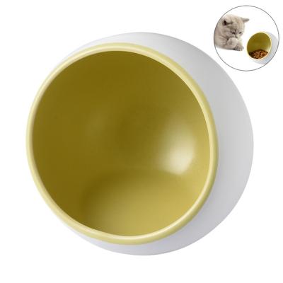 China Cat Bowl High Quality Sustainable Ceramic Half Moon Pet Bowls Suitable For Small Dogs And Cats for sale