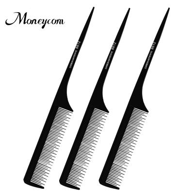 China Pro Carbon Durable Anti-Static Heat Resistant Hair Rat Tail Starter Comb With Private Label Razor Combs For Hair Cutting Women for sale