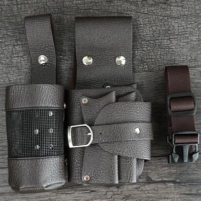 China Retro Design Hairdressing Waist Bag Kettle Scissor Scissors Barber Accessories PU Leather Detachable Bags Barber Kit Tool Pouches for sale