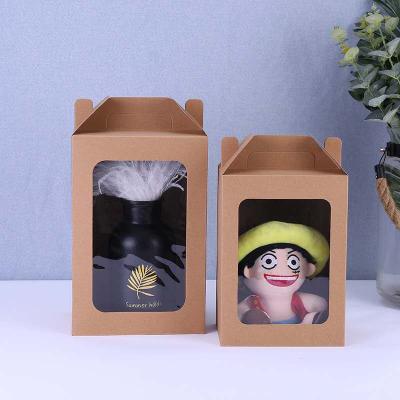 China Recycled Materials High End Decorative Flower And Wreath Packaging Box , Kraft Paper PVC Window Paper Bag for sale