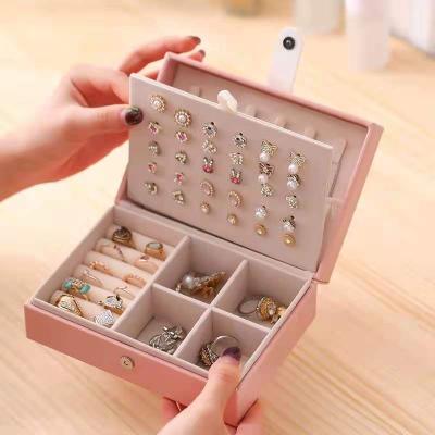 China Jewelry Logo Luxury PU Jewelry Travel Box Custom Leather Jewelry Storage Box for sale