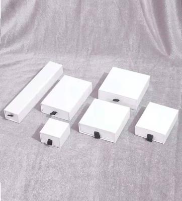 China Wholesale Custom Logo Jewelry Necklace Box Drawer Slide White Paper Jewelry Box for sale