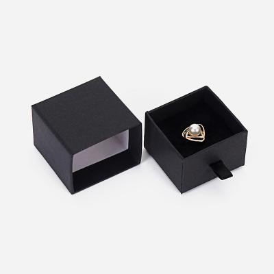 China New Black Paper Box Jewelry JEWELRY RING BOX Drawer Cardboard Packaging Ring Jewelry Box With Logo for sale