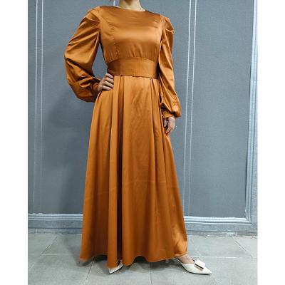 China OEM Robe Fashion Satin Maxi Dress Elegant Islamic Clothing Large Size Loose Casual Solid Color Simple Muslim Clothing for sale