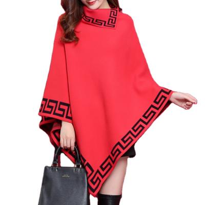 China Long cape Poncho For Winter Sweater women fashion lapel patchwork shawls pullover warm soft thick loose large size breathable plaid for sale