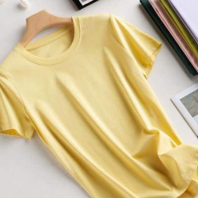 China QUICK DRY Plain Short Sleeve 100% Cotton Summer Casual Tops Knitted T-Shirts For Women for sale