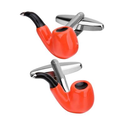 China SAVOYSHI Metal Fashion Tobacco Pipe Cufflinks For Men's Shirt Cuffs High Quality Enamel Cuff Buttons Special Gift Free Engraving Name for sale