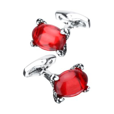 China Luxury High Quality Dragon Claw Inlaid Red Glass Mens Shirt Cuffs Cuff Links Gift for sale