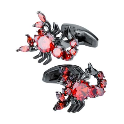 China Metal Novelty Scorpion Pattern Inlaid High Quality Red Zircons Cufflinks For Men's Shirts for sale