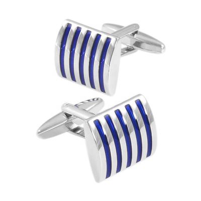 China Wholesale Custom Concise Blue Enamel Metal Cufflinks For Men for sale