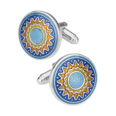 China Custom Metal Vintage Colored Enamel Patterns Cufflinks For Men for sale