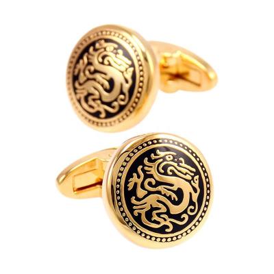 China SAVOYSHI Metal Vintage Pattern Luxury Cufflinks For Men's Round Gold Cufflinks High Quality Brand Jewelry for sale