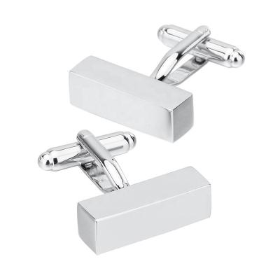 China Laser Free Logo Simple Blank Metal Metal Cufflinks For Men for sale