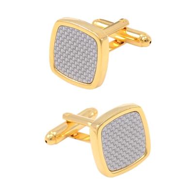 China SAVOYSHI Metal Gold Base Cufflinks with White Carbon Fiber for sale