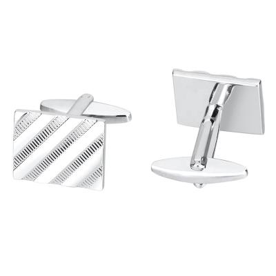 China Silver Metal Classic Shirt Cufflinks For Men Metal Square Cuff Links Business Gift High Quality Jewelry for sale