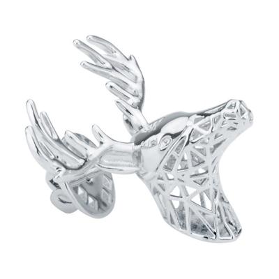 China Fashionable Silver Hollow Metal Deer Lapel Pin Animal Brooches Pins Fine Gift For Men for sale