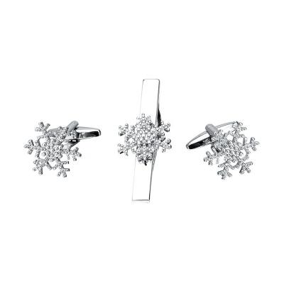 China Metal Novelty Silver Snowflake Cufflinks Link Clip Sets For Men for sale