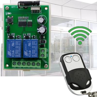 China Auto Automatic Door 2 Buttons 2CH Fixed RF Code 100m Long Ring Transmitter Receiver for sale