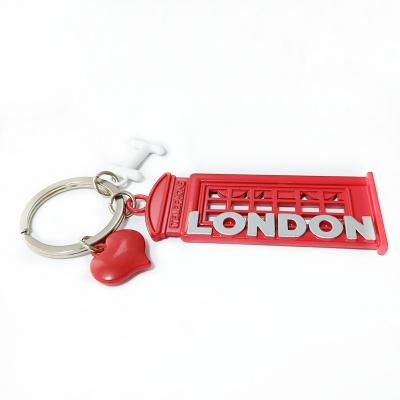 China High Quality Manufacturer Metal Phone Booth Shape Metal Key Chains Popular Zinc Alloy Key Chain for sale